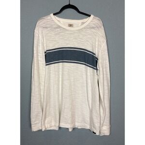 Faherty Surf Stripe Sunwashed Organic Cotton Long Sleeve Shirt Men XL Beach Slub